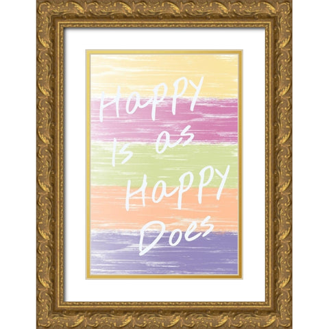 Happy Brush Gold Ornate Wood Framed Art Print with Double Matting by Hogan, Melody