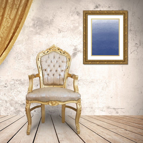 OmbrÃ© Blue Fresco 1 Gold Ornate Wood Framed Art Print with Double Matting by Hogan, Melody
