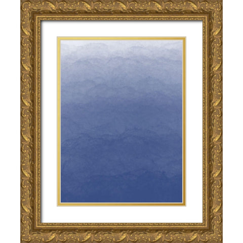 OmbrÃ© Blue Fresco 1 Gold Ornate Wood Framed Art Print with Double Matting by Hogan, Melody