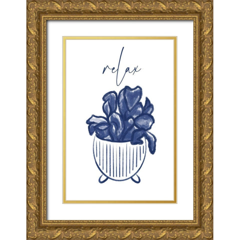 Relax 1 Gold Ornate Wood Framed Art Print with Double Matting by Hogan, Melody