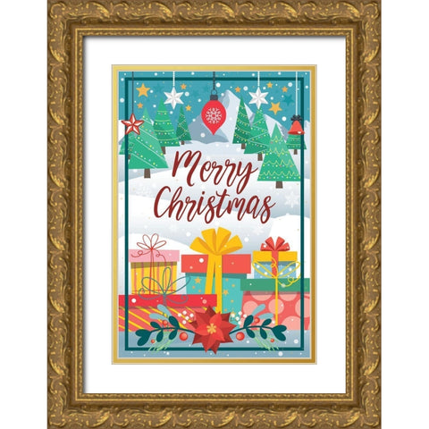 Christmas Gifts 2 Gold Ornate Wood Framed Art Print with Double Matting by Hogan, Melody
