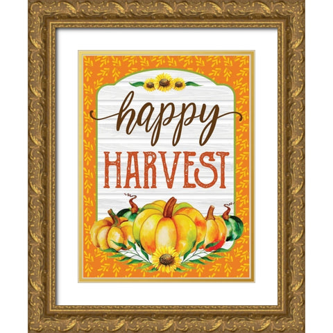 Happy Harvest Gold Ornate Wood Framed Art Print with Double Matting by Hogan, Melody