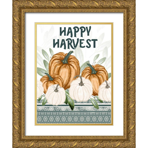 Happy Harvest Gold Ornate Wood Framed Art Print with Double Matting by Hogan, Melody