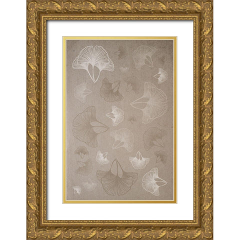 Natural Ginkgo 2 Gold Ornate Wood Framed Art Print with Double Matting by Hogan, Melody