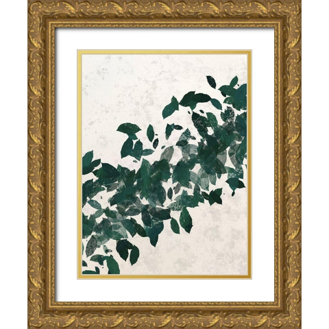 Green Leaf 1 Gold Ornate Wood Framed Art Print with Double Matting by Hogan, Melody