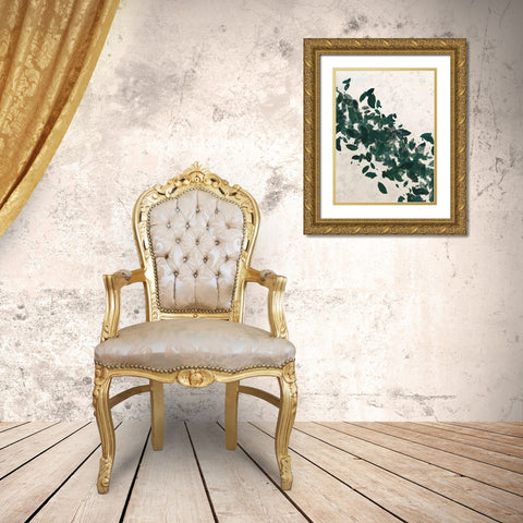 Green Leaf 2 Gold Ornate Wood Framed Art Print with Double Matting by Hogan, Melody