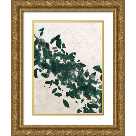 Green Leaf 2 Gold Ornate Wood Framed Art Print with Double Matting by Hogan, Melody