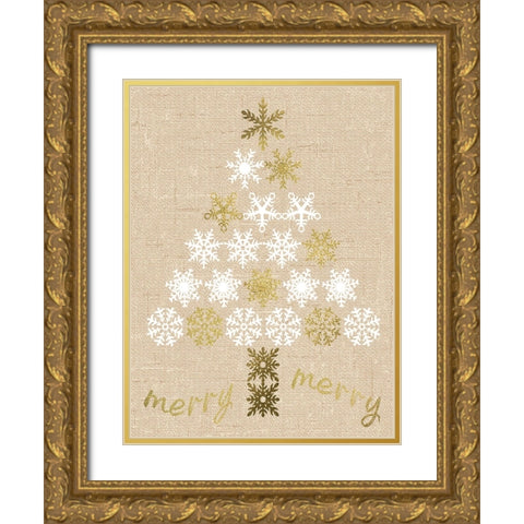 Burlap Lace Gold Xmas 1 Gold Ornate Wood Framed Art Print with Double Matting by Hogan, Melody