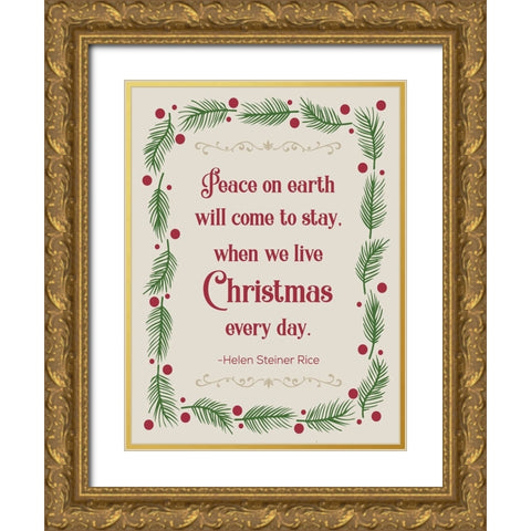 Pine Xmas 2 Gold Ornate Wood Framed Art Print with Double Matting by Hogan, Melody