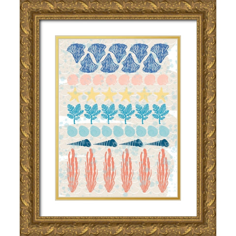 Ocean Pattern Gold Ornate Wood Framed Art Print with Double Matting by Hogan, Melody