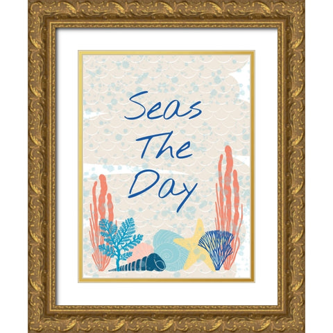 Seas The Day Gold Ornate Wood Framed Art Print with Double Matting by Hogan, Melody