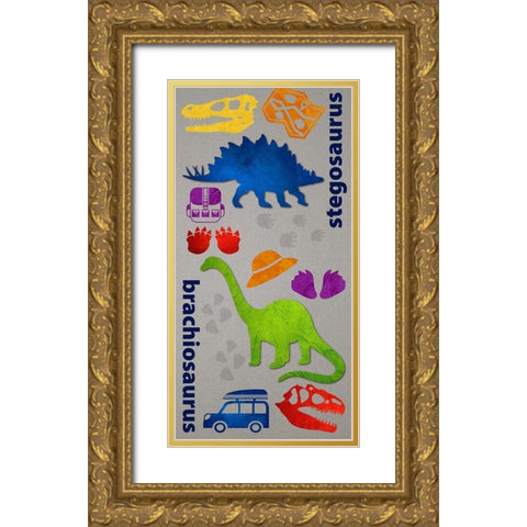 Dino Journy 1 Gold Ornate Wood Framed Art Print with Double Matting by Hogan, Melody