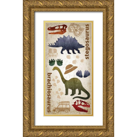 Dino Journy 2 Gold Ornate Wood Framed Art Print with Double Matting by Hogan, Melody