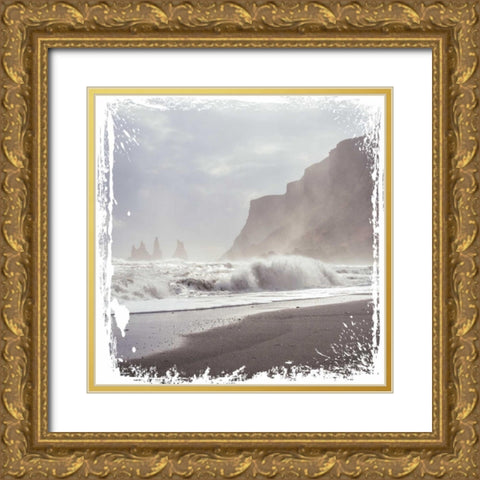 Entering Waves Gold Ornate Wood Framed Art Print with Double Matting by Hogan, Melody