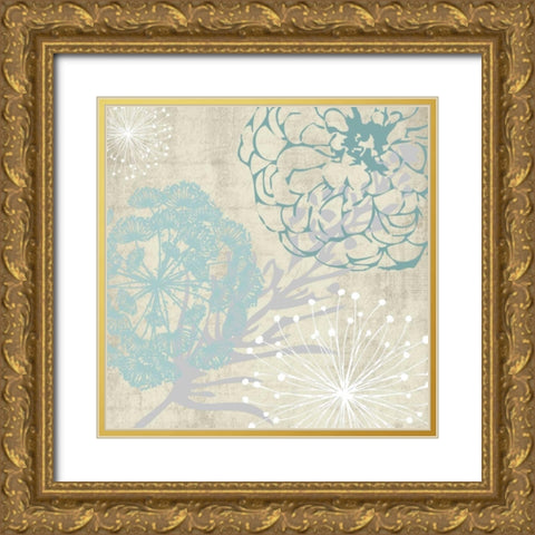 Transitional Floral Soft 3 Gold Ornate Wood Framed Art Print with Double Matting by Hogan, Melody