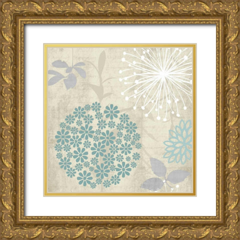 Transitional Floral Soft 4 Gold Ornate Wood Framed Art Print with Double Matting by Hogan, Melody