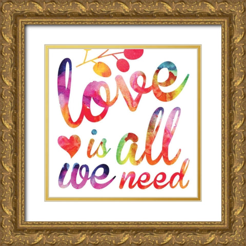 Watercolor Love 5 Gold Ornate Wood Framed Art Print with Double Matting by Hogan, Melody