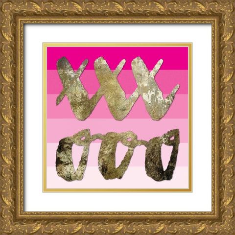 Sparkle Glam Pinks 3 Gold Ornate Wood Framed Art Print with Double Matting by Hogan, Melody