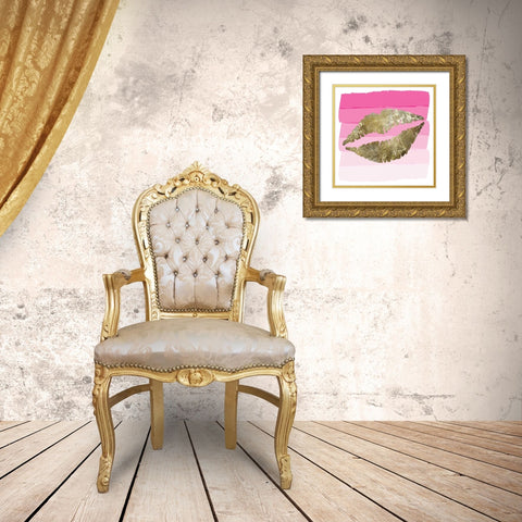 Sparkle Glam Pinks 4 Gold Ornate Wood Framed Art Print with Double Matting by Hogan, Melody