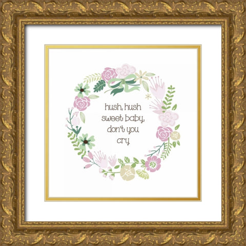 Baby Hush 1 Gold Ornate Wood Framed Art Print with Double Matting by Hogan, Melody