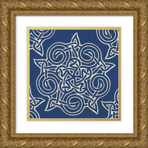 Indigo Kolidescope Gold Ornate Wood Framed Art Print with Double Matting by Hogan, Melody