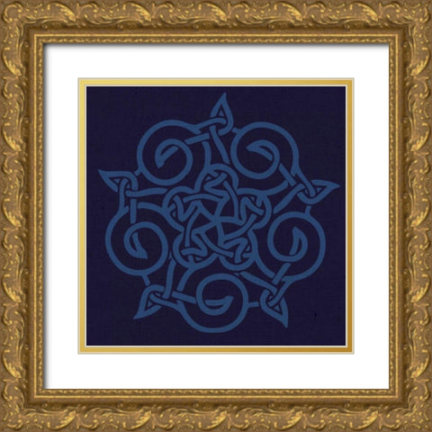 Deep Blue Kolidescope Gold Ornate Wood Framed Art Print with Double Matting by Hogan, Melody