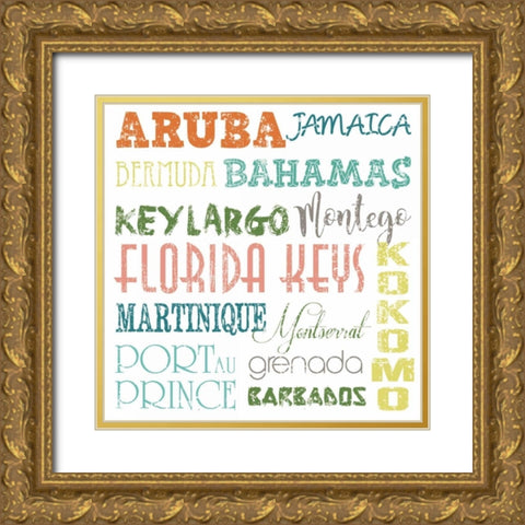 Beach Destinations Gold Ornate Wood Framed Art Print with Double Matting by Hogan, Melody