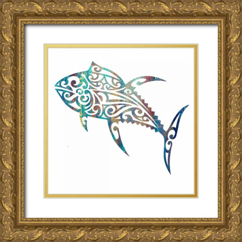 Tribal Koi 1 Gold Ornate Wood Framed Art Print with Double Matting by Hogan, Melody