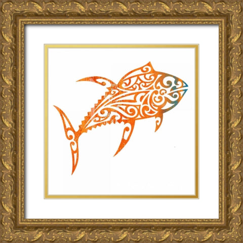Tribal Koi 2 Gold Ornate Wood Framed Art Print with Double Matting by Hogan, Melody