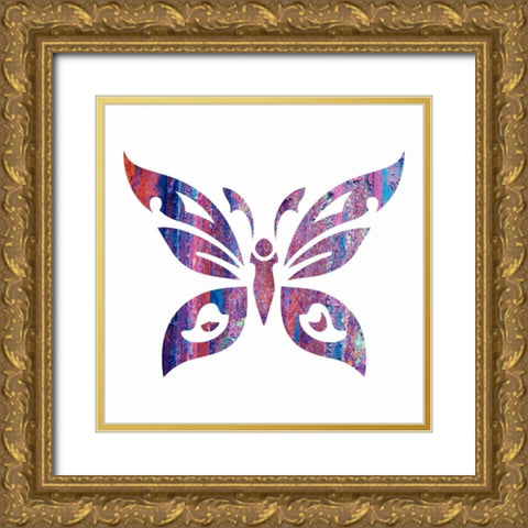 Tribal Butterfly 2 Gold Ornate Wood Framed Art Print with Double Matting by Hogan, Melody