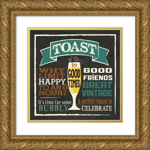 Toast Chalk 1 Gold Ornate Wood Framed Art Print with Double Matting by Hogan, Melody