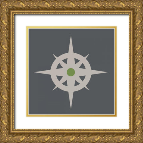Neutral Compass Gold Ornate Wood Framed Art Print with Double Matting by Hogan, Melody