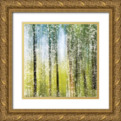 Distressed Forest Gold Ornate Wood Framed Art Print with Double Matting by Hogan, Melody