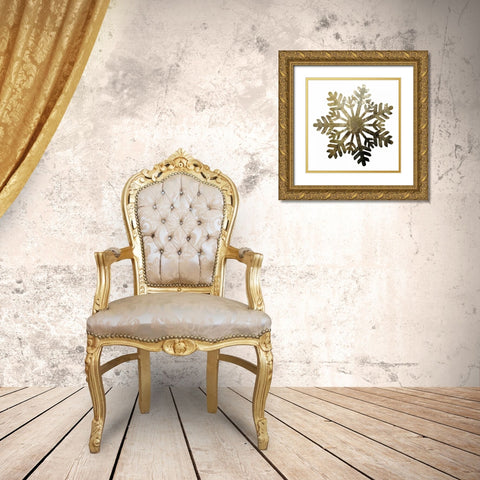 Glimmer Snowflakes 1 Gold Ornate Wood Framed Art Print with Double Matting by Hogan, Melody
