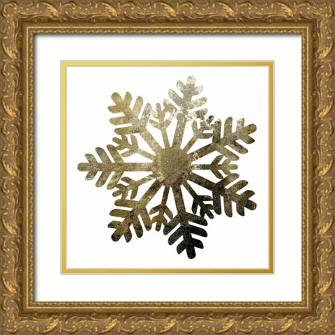 Glimmer Snowflakes 1 Gold Ornate Wood Framed Art Print with Double Matting by Hogan, Melody
