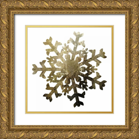 Glimmer Snowflakes 2 Gold Ornate Wood Framed Art Print with Double Matting by Hogan, Melody