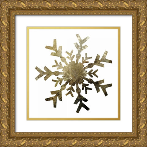 Glimmer Snowflakes 4 Gold Ornate Wood Framed Art Print with Double Matting by Hogan, Melody