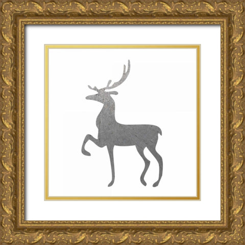 Silver Deer 2 Gold Ornate Wood Framed Art Print with Double Matting by Hogan, Melody