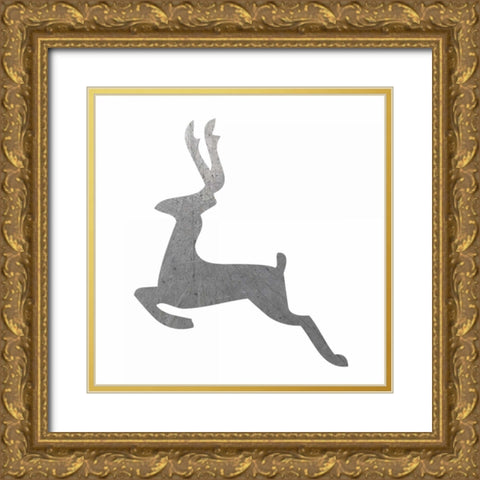 Silver Deer 3 Gold Ornate Wood Framed Art Print with Double Matting by Hogan, Melody