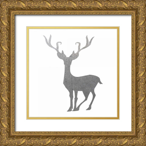 Silver Deer 4 Gold Ornate Wood Framed Art Print with Double Matting by Hogan, Melody