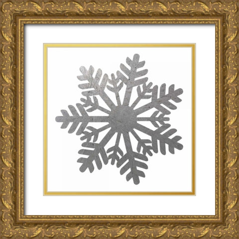 Silver Snowflakes 1 Gold Ornate Wood Framed Art Print with Double Matting by Hogan, Melody