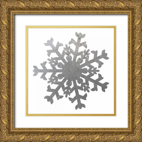 Silver Snowflakes 2 Gold Ornate Wood Framed Art Print with Double Matting by Hogan, Melody
