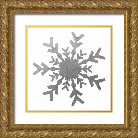 Silver Snowflakes 4 Gold Ornate Wood Framed Art Print with Double Matting by Hogan, Melody