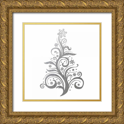 Silver Trees 2 Gold Ornate Wood Framed Art Print with Double Matting by Hogan, Melody