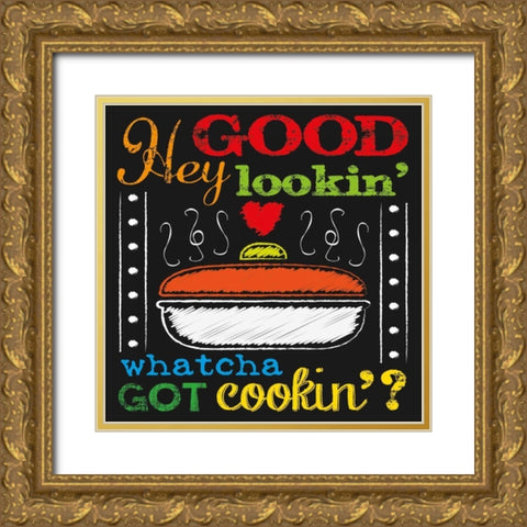 Chalkboard Kitchen Art 3 Gold Ornate Wood Framed Art Print with Double Matting by Hogan, Melody