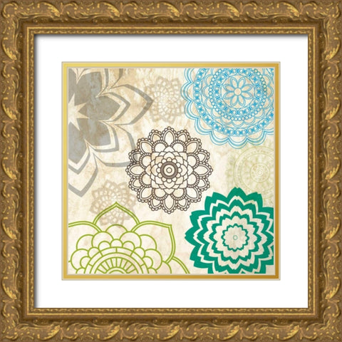 Sparklers Floral 2 Gold Ornate Wood Framed Art Print with Double Matting by Hogan, Melody