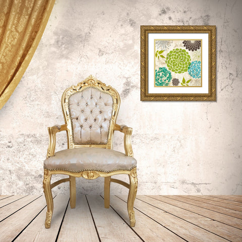 Sparklers Floral 4 Gold Ornate Wood Framed Art Print with Double Matting by Hogan, Melody
