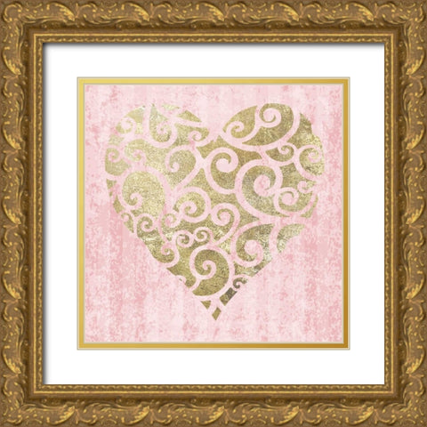 Heart Glitz 4 Gold Ornate Wood Framed Art Print with Double Matting by Hogan, Melody