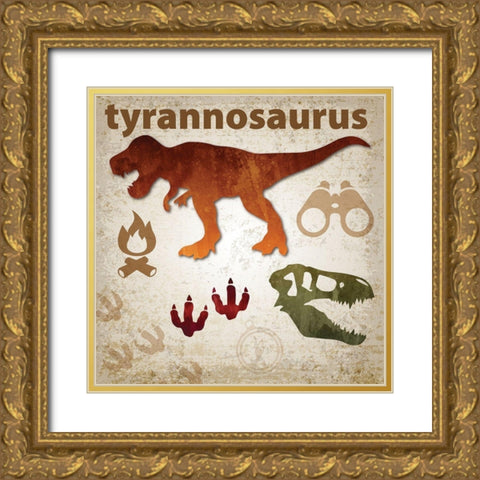 Dino Colors 4 Gold Ornate Wood Framed Art Print with Double Matting by Hogan, Melody