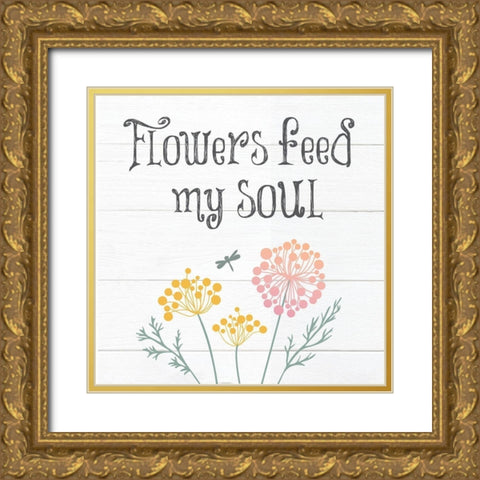 Botanical Inspiration Pastels 3 Gold Ornate Wood Framed Art Print with Double Matting by Hogan, Melody